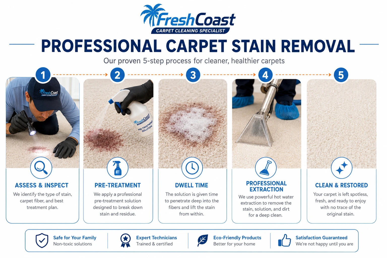 Professional carpet stain removal extraction process