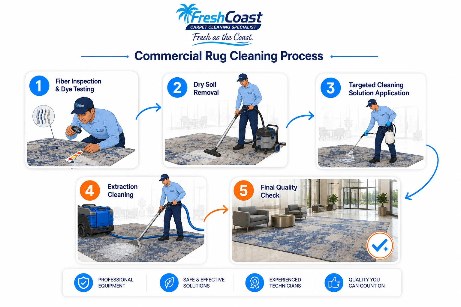 Commercial rug cleaning results in a business lobby