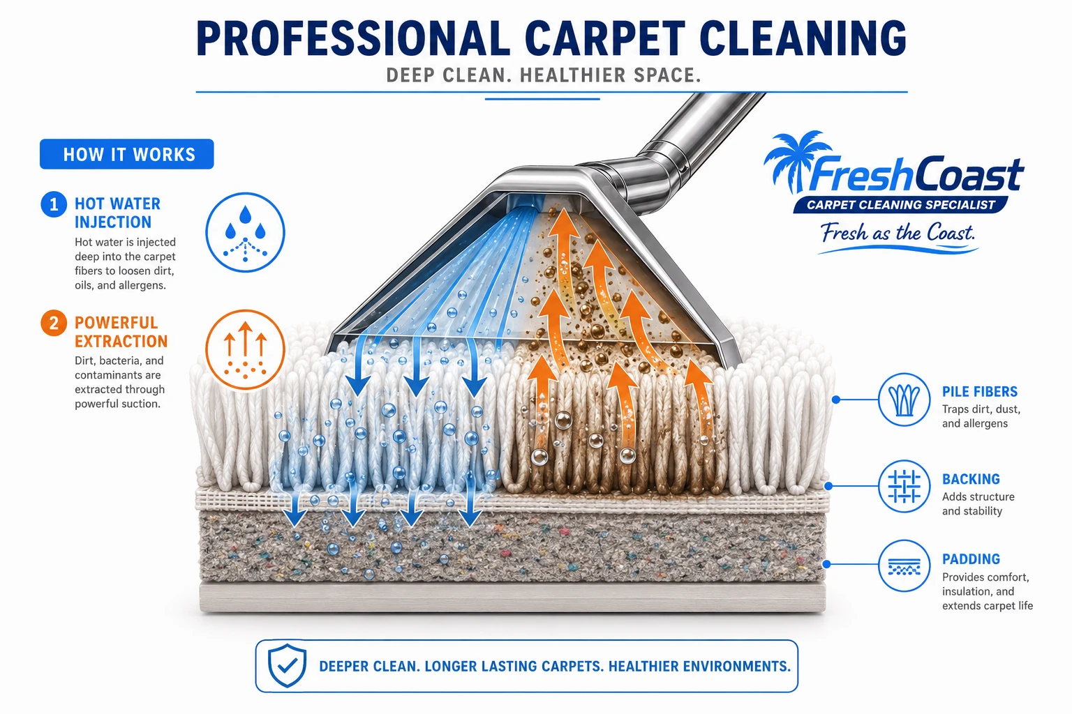 Educational visual for hot water extraction carpet cleaning process