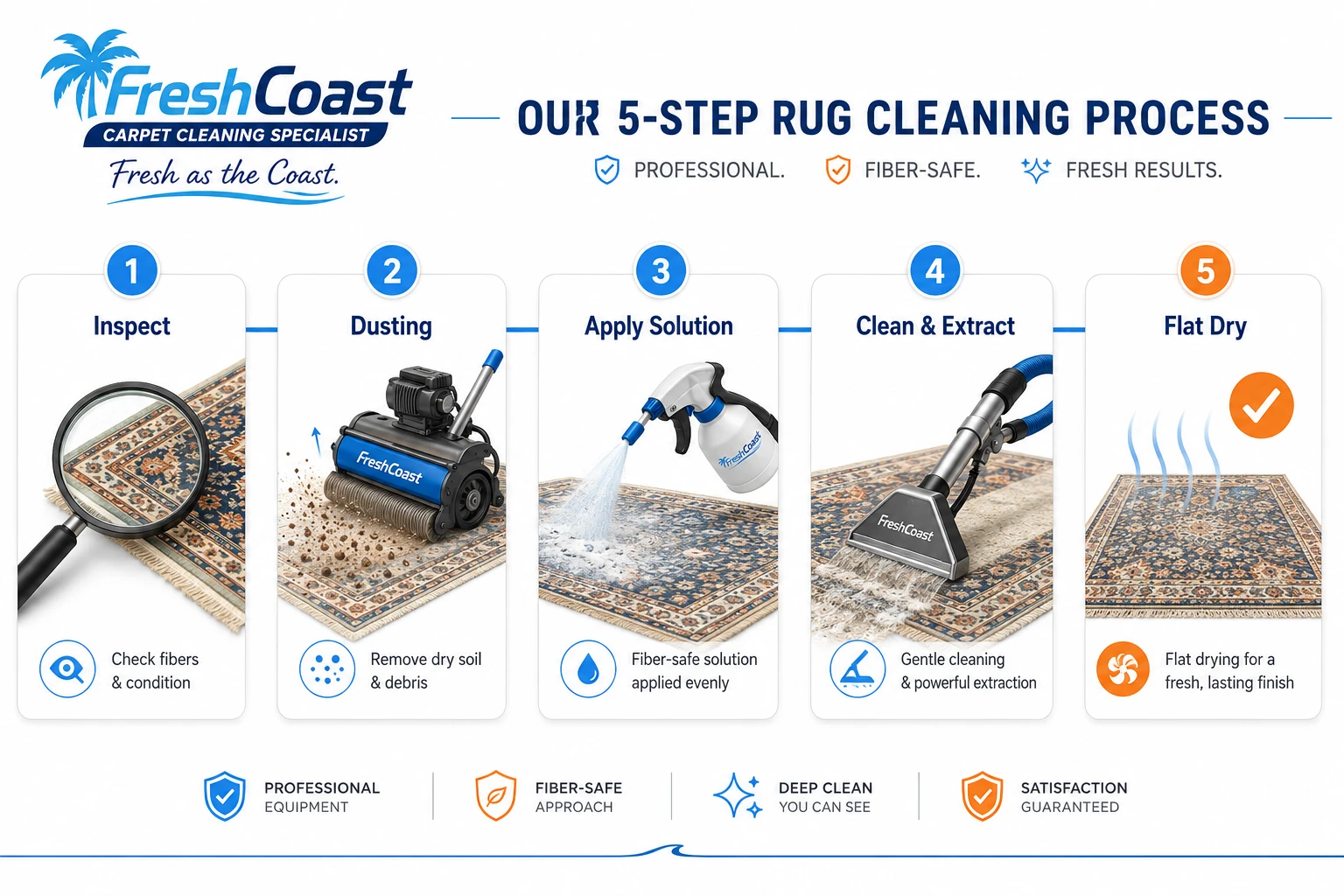 Professional rug cleaning process in a residential home