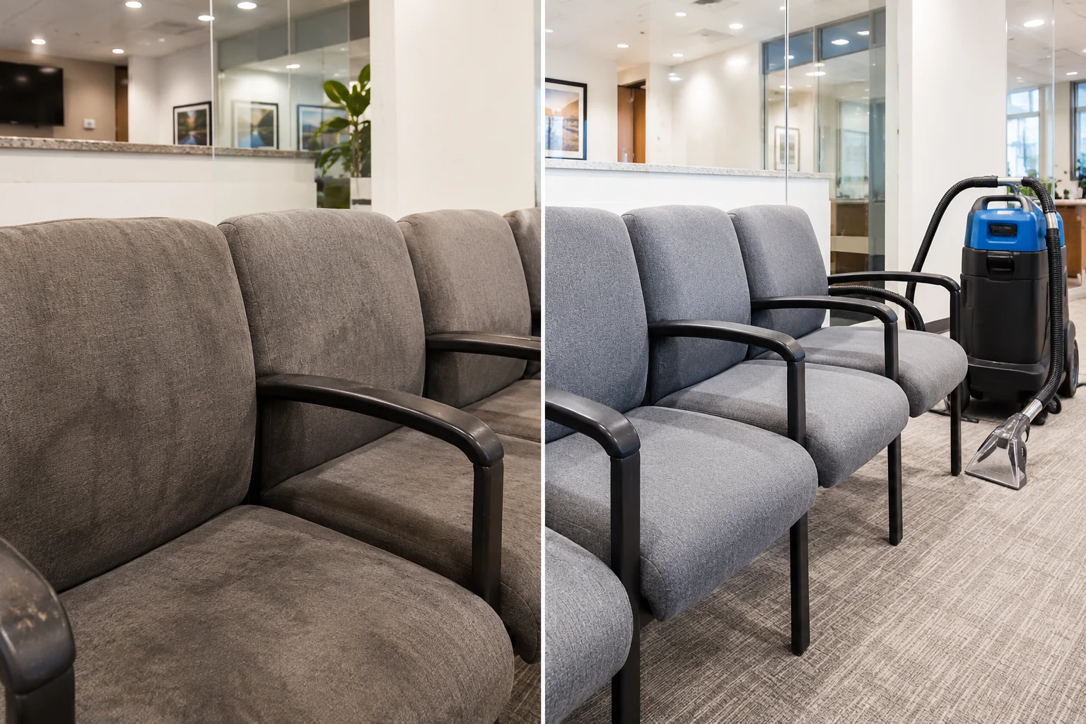 Clean commercial furniture in a modern business lobby