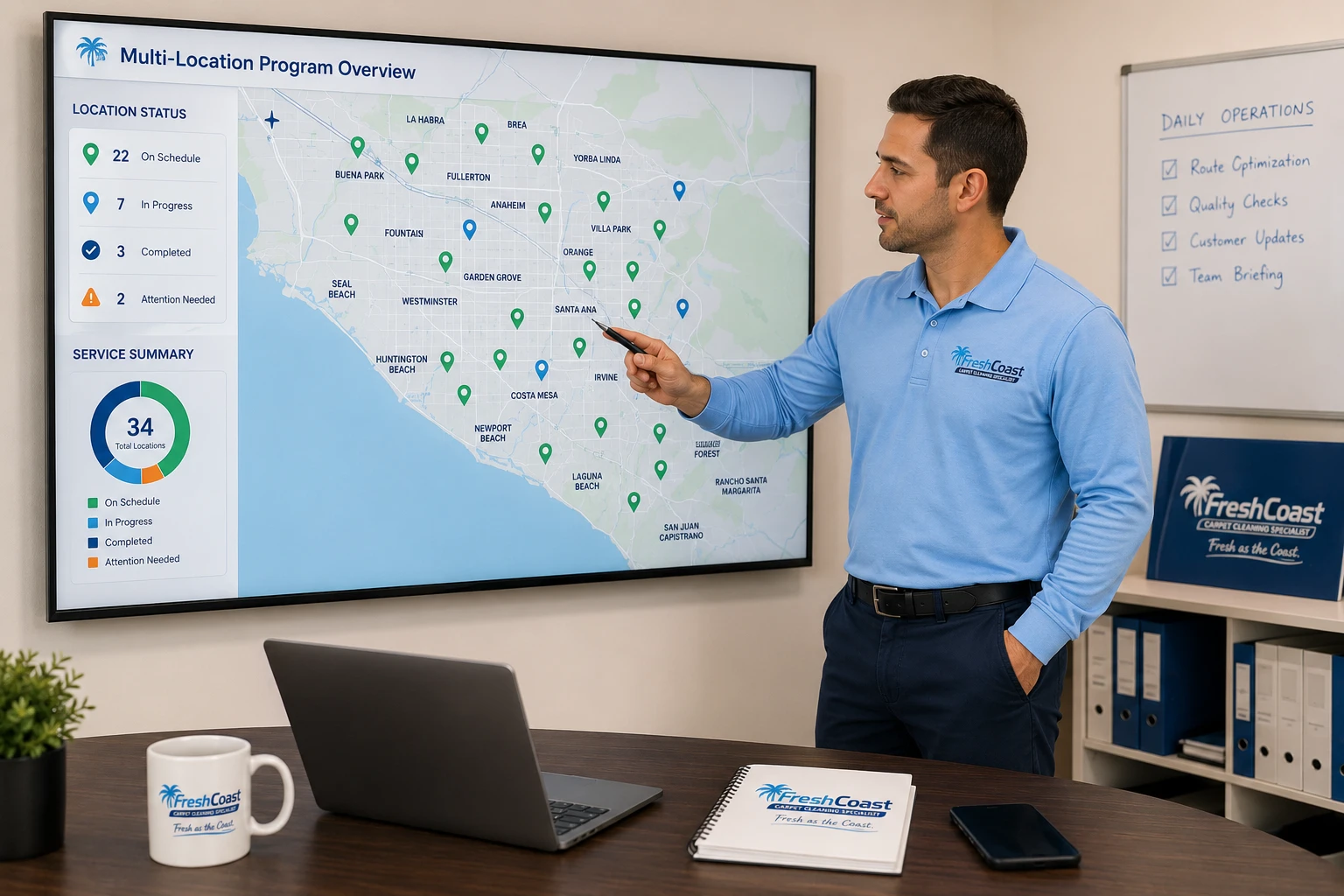 Fresh Coast operations lead reviewing a multi-location national accounts program