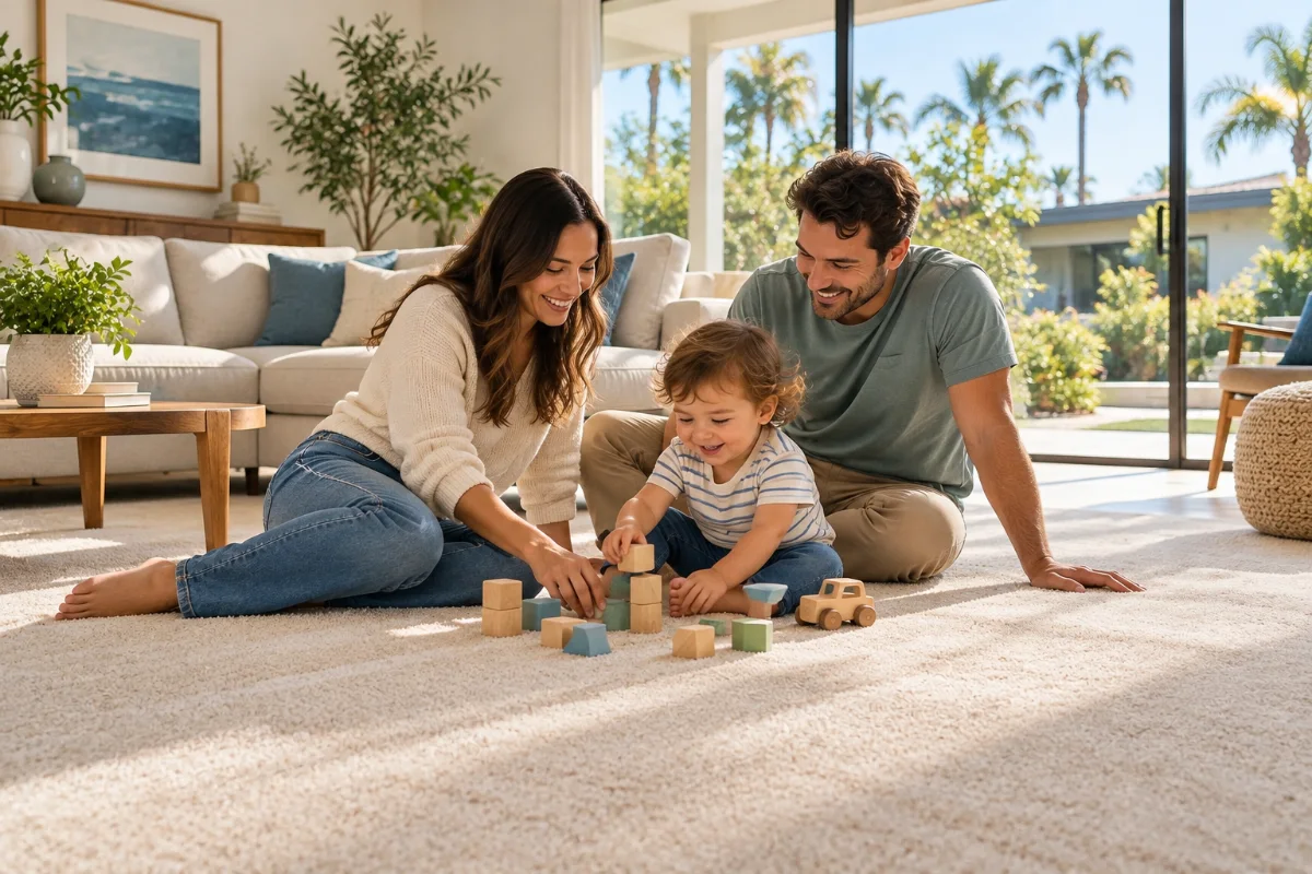 Freshly cleaned living room in a Costa Mesa home