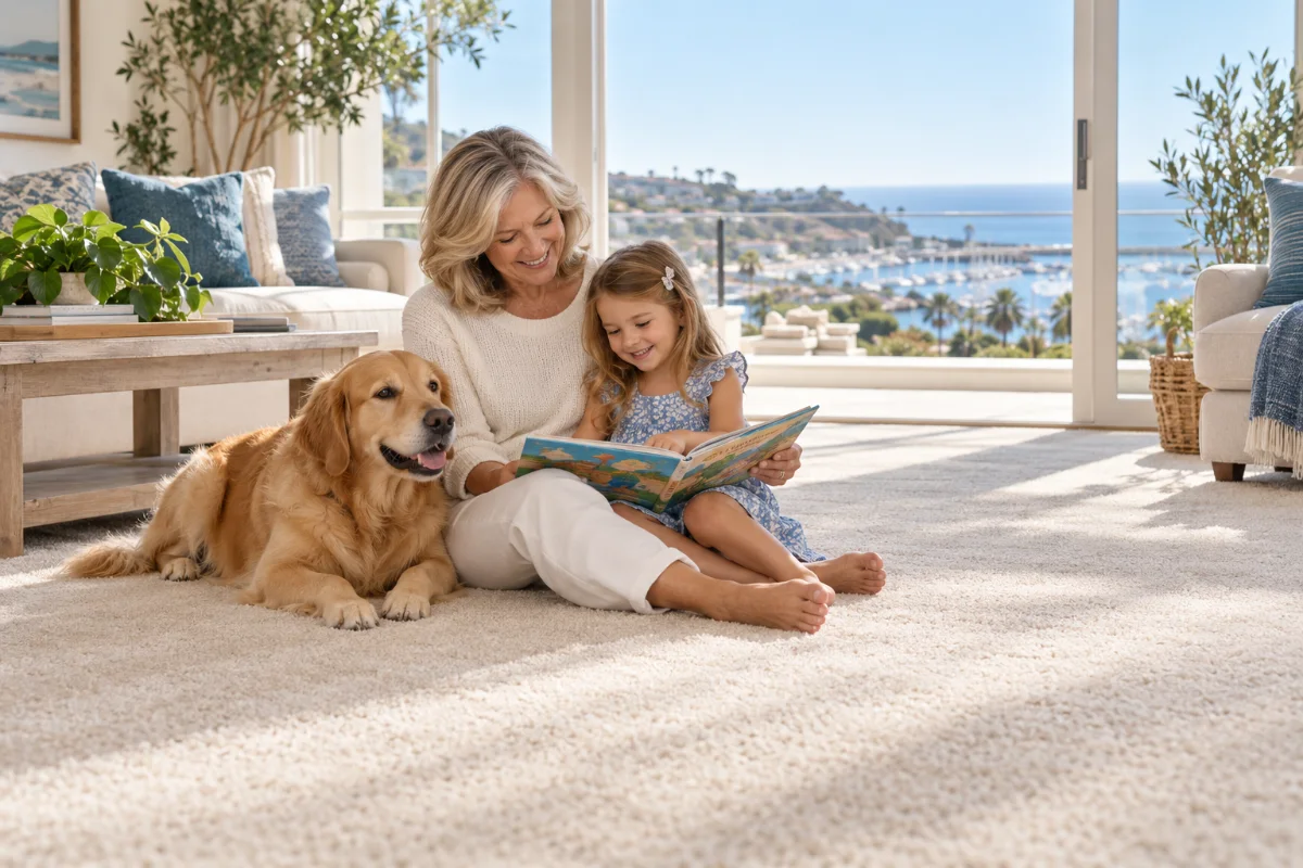 Freshly cleaned living room in a Dana Point home