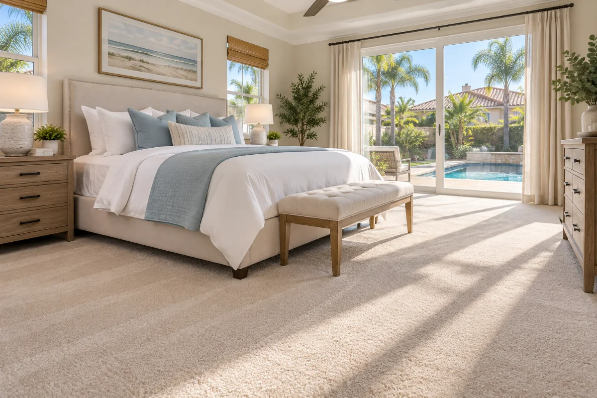 Fresh Coast technician cleaning carpet in a Placentia home