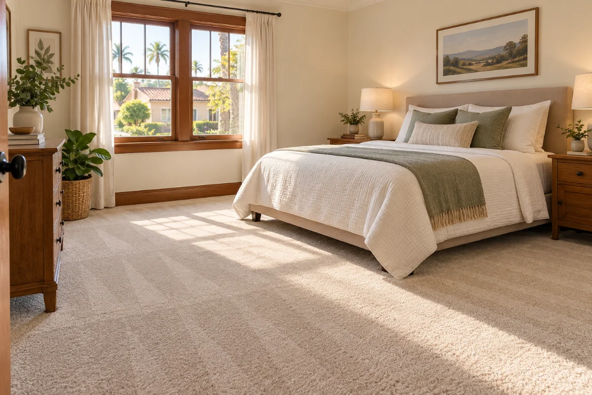 Fresh Coast technician cleaning carpet in a Santa Ana home