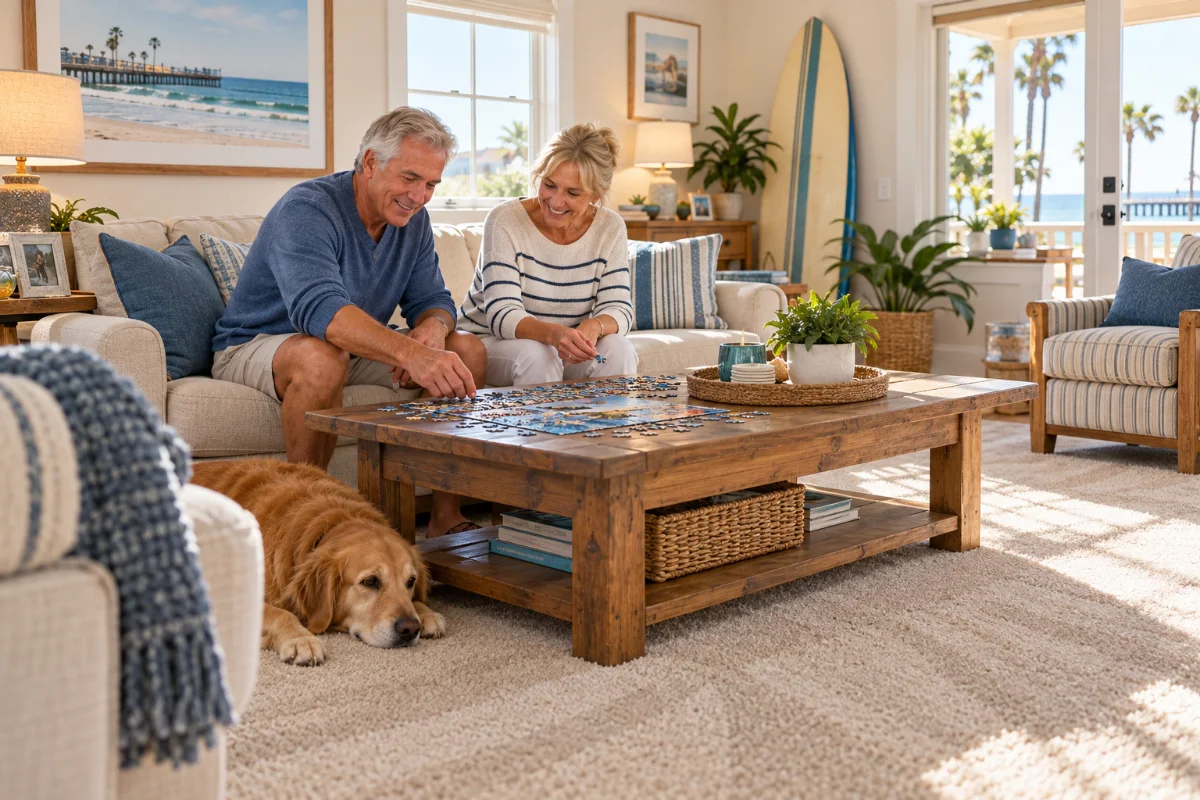 Freshly cleaned living room in a Seal Beach home