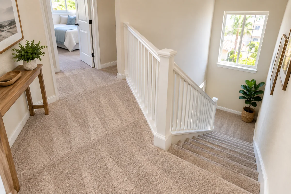 Fresh Coast technician cleaning carpet in a Stanton home