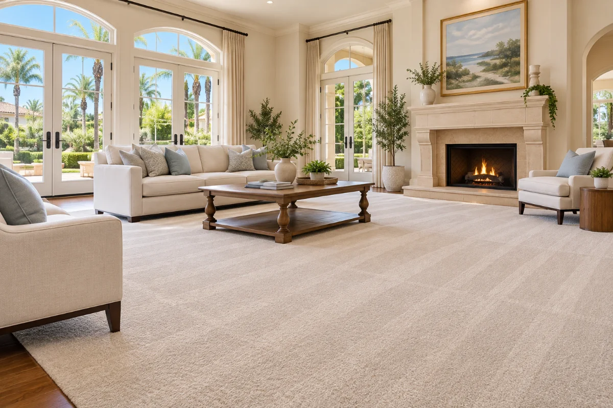 Fresh Coast technician cleaning carpet in a Villa Park home