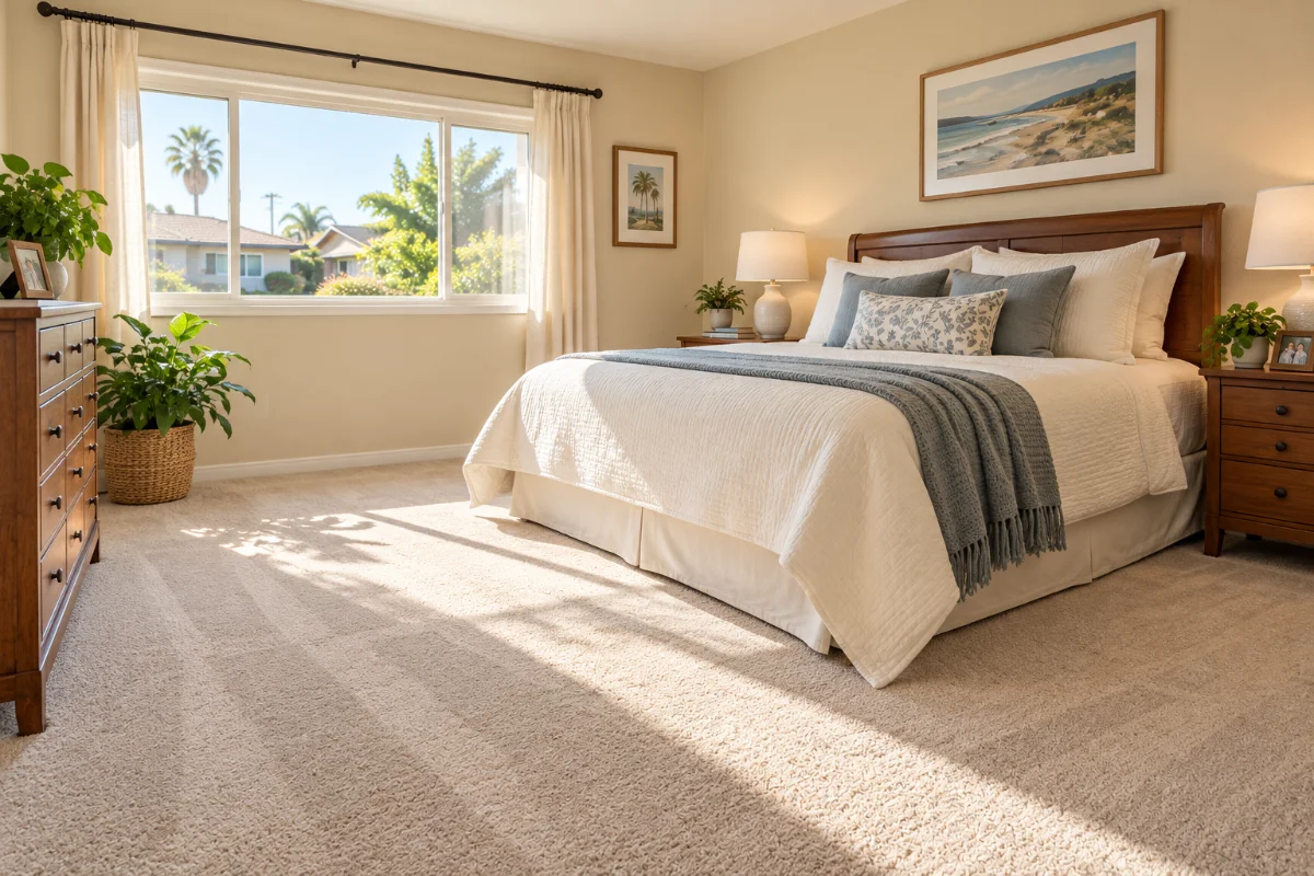 Fresh Coast technician cleaning carpet in a Westminster home