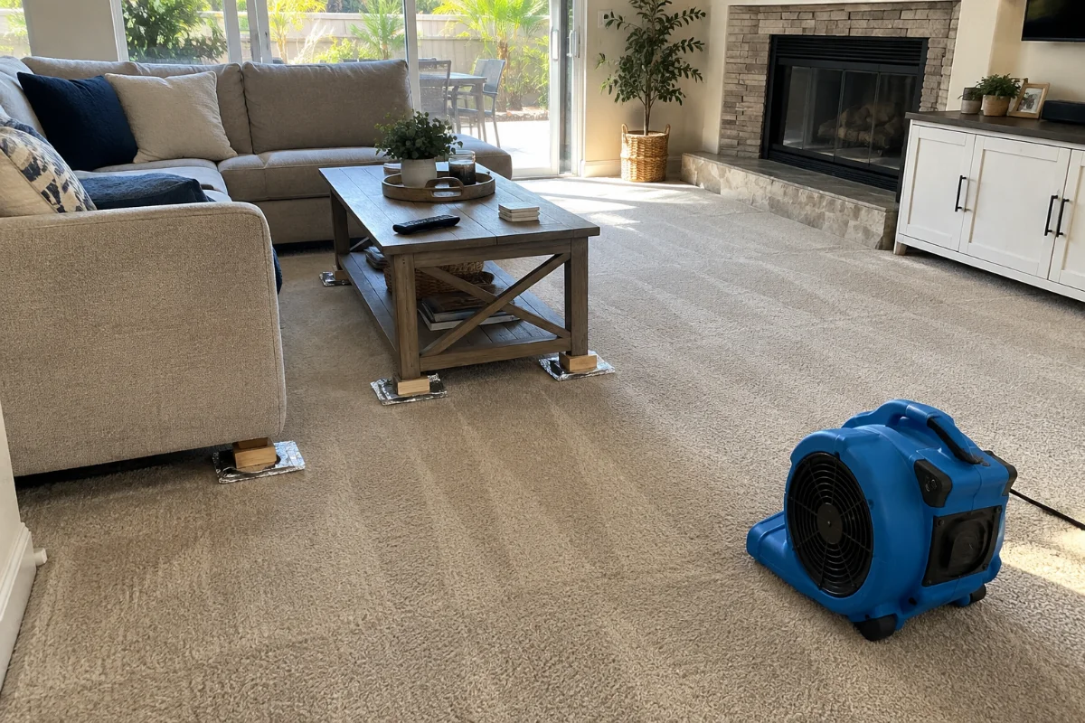 Living room floor after cleaning