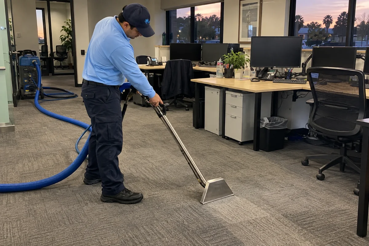 After-hours carpet cleaning in an Orange County office