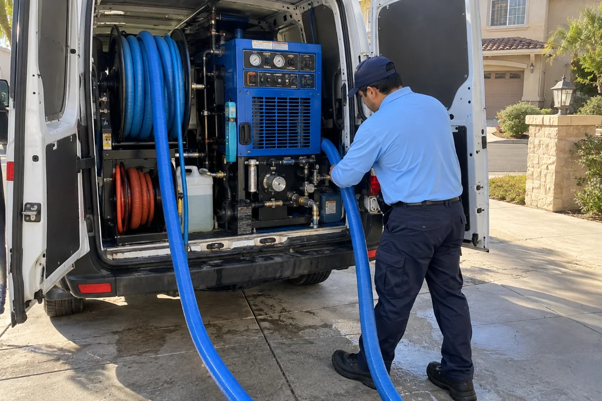 Truck-mounted cleaning unit in the Fresh Coast van